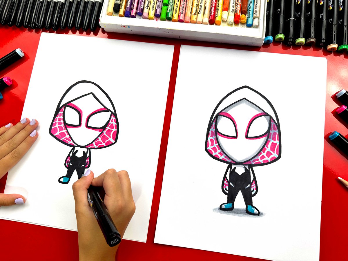 Hadley and I are back with an exciting art lesson! This time, we're learning how to draw Gwen Stacy as Spider-Gwen. Don't forget to share your masterpieces with us; we love seeing your creativity in action! Click the link youtu.be/6-SWrjCtIMo to get started.