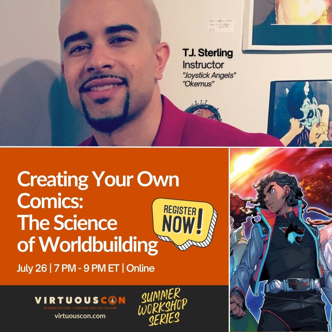 ConVirtuous's tweet photo. 🌟 STARTING SOON! Join the #VirtuousCon Summer Workshop series with T.J. sterling of @RAEcomics for "Creating Your Own Comics" 🚀🎨 from 7-9 PM ET. Only a few seats left! CLICK HERE 👉🏾 https://t.co/1nCqOyBaq2 #ComicWorkshop #RAEComics https://t.co/nKWJ3WXEFz