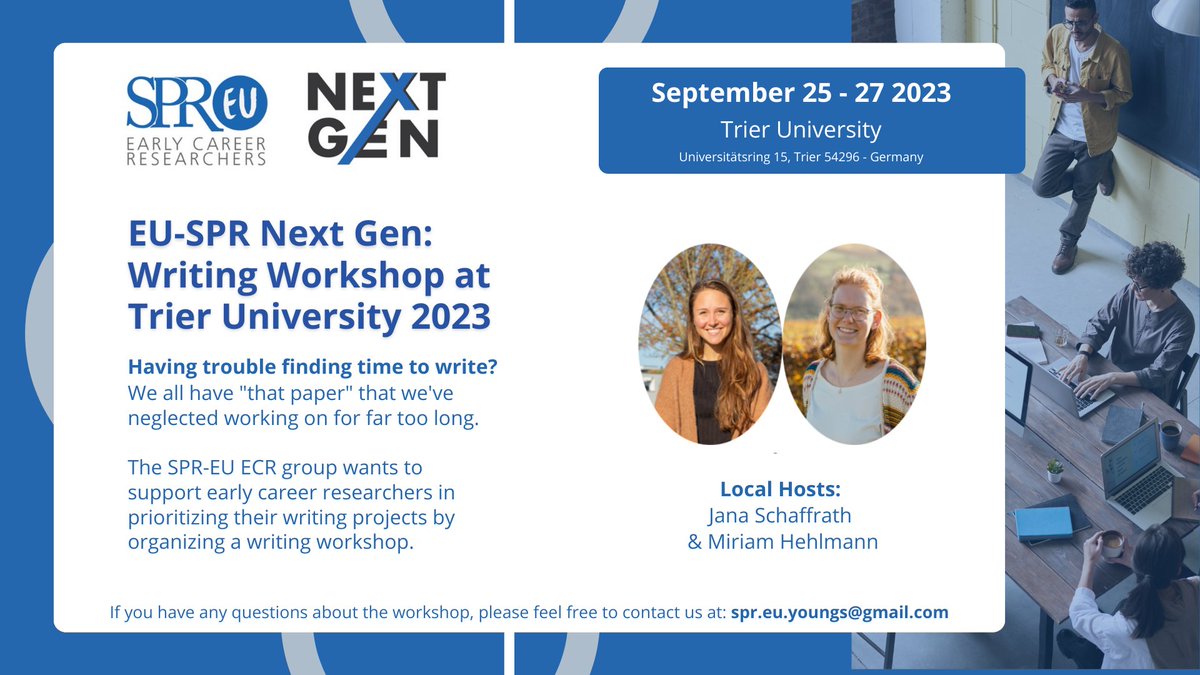 Channel post-conference motivation by registering for the <a href="/SPR_EU_Youngs/">SPR-EU Early Career Researchers</a> Next Gen's ✏️Writing Workshop✏️ at the University of Trier, Germany. 

Bring "that paper" you've been avoiding and finally get it off of your to-do pile!  

SEPT. 25-27, 2023
psychotherapyresearch.org/event/writing-…