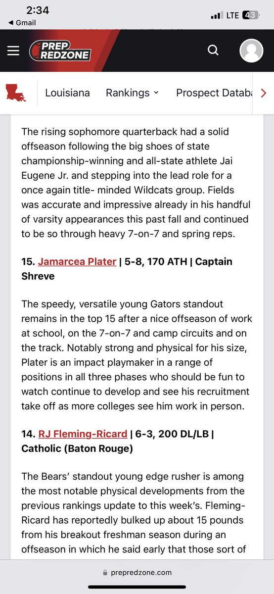 π±πππππππ βπͺππππβ π·πππππ β (@jamarcea4) on Twitter photo Thankful to be named the number 15th prospect in the state ! <a href="/CoachKirby25/">KIRBY</a> <a href="/LABootleggers/">La Bootleggers</a> <a href="/shrevefootball/">Captain Shreve FB</a> <a href="/recruitshreve/">Captain Shreve Football Recruits</a> <a href="/coachjohnson43/">WalkOn Coach</a> <a href="/CoachHouston4/">Shaun Houston</a> <a href="/Coach_Kendall_1/">Coach Kendall</a> <a href="/ShreveGridiron/">Captain Shreve Gridiron</a> <a href="/PrepRedzoneLA/">Prep Redzone Louisiana</a> <a href="/JeritRoser/">Jerit Roser</a> Thankful to be named the number 15th prospect in the state ! <a href="/CoachKirby25/">KIRBY</a> <a href="/LABootleggers/">La Bootleggers</a> <a href="/shrevefootball/">Captain Shreve FB</a> <a href="/recruitshreve/">Captain Shreve Football Recruits</a> <a href="/coachjohnson43/">WalkOn Coach</a> <a href="/CoachHouston4/">Shaun Houston</a> <a href="/Coach_Kendall_1/">Coach Kendall</a> <a href="/ShreveGridiron/">Captain Shreve Gridiron</a> <a href="/PrepRedzoneLA/">Prep Redzone Louisiana</a> <a href="/JeritRoser/">Jerit Roser</a>