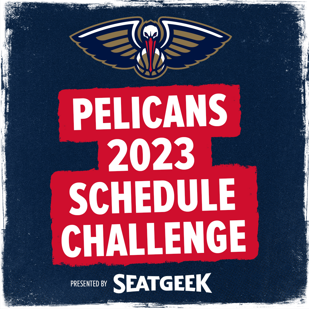 Think you can guess the Pelicans schedule? 

Now's your chance to win a 12-game ticket package for 2 by submitting your guess here: https://t.co/vX9EbInf2N

#Pelicans | @SeatGeek https://t.co/UcjQQrg2VZ