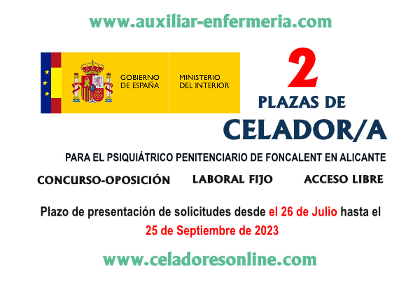 Convocadas 2 plazas de Celadores/as de Instituciones Penitenciarias (Ministerio del Interior). Plazo de presentación de instancias hasta el 25-Septiembre-2023... F1_oa-wX0AEtLg7?format=jpg&name=small