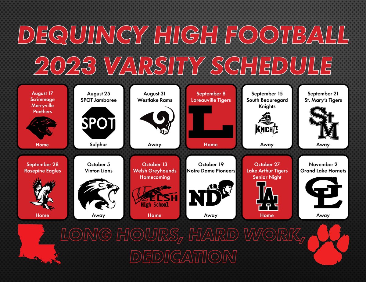 dequincyhigh_FB's tweet photo. Week 8 game against Notre Dame moved to Thursday, October 19. https://t.co/pN2c0bC0FO