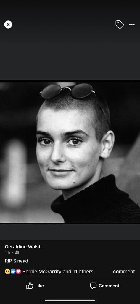 Absolutely devastated by Sinead O’Connor’s death. An extraordinary and one-off talent who was unafraid to challenge controlling and damaging institutions. May we take inspiration from her and raise our voices as much as possible. RIP Sinead 🕊️ #sineadoconnor