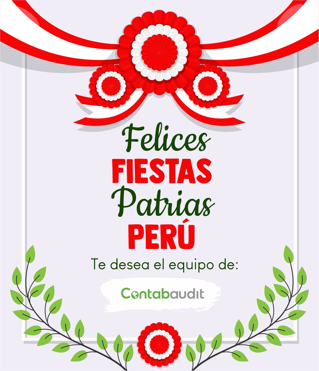 ContabauditPeru's tweet photo. ¡Que viva el Perú, señores!
Tenemos la suerte de haber nacido en esta hermosa tierra, cuyas tradiciones, cultura y riqueza de sus regiones nos hinchan el pecho de orgullo.
¡Felices #FiestasPatrias a todos los peruanos de nacimiento y de corazón! https://t.co/O7YLWl85aP