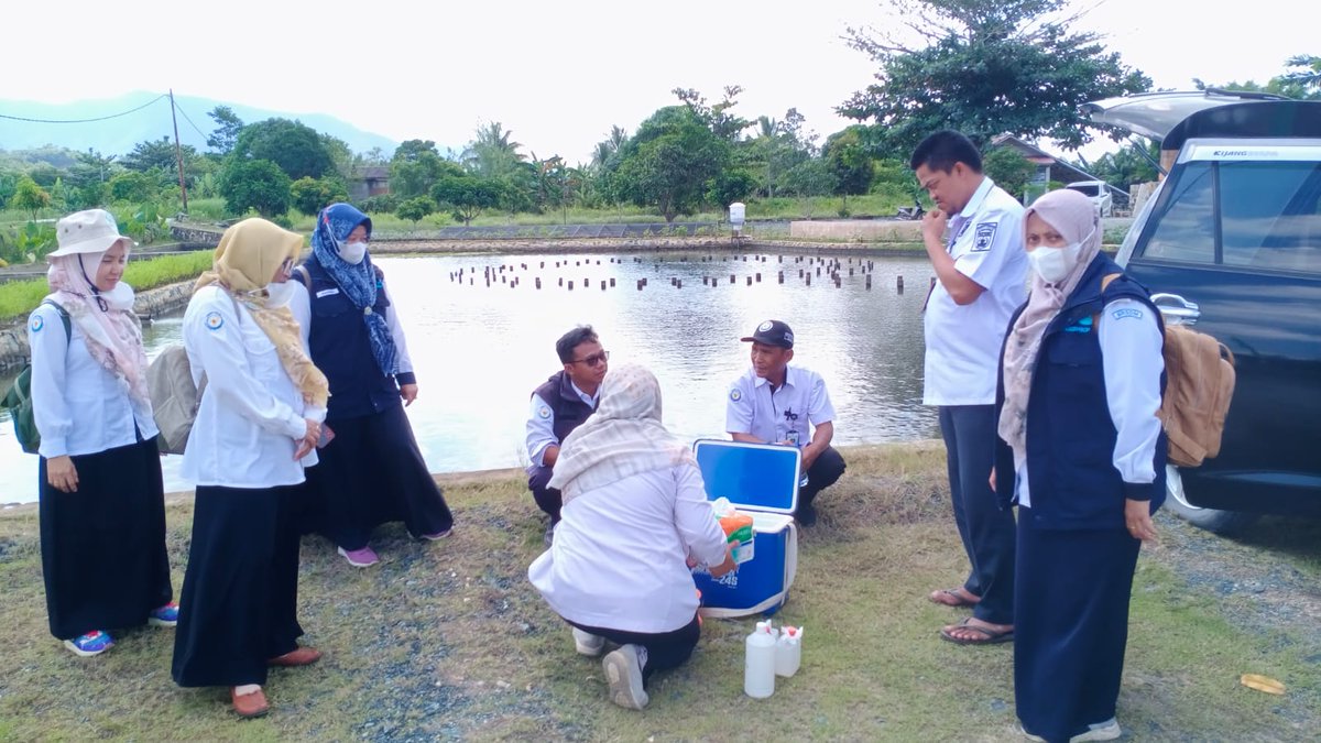 SFVSeiDua's tweet photo. Rabu (26/07/2023)
Pengambilan sampel kualitas air budidaya oleh BPBAT Mandiangin di Lokasi SFV Sungai Dua Tanah Bumbu
@kkpgoid
@bppsdm_kp
@in_radiarta
@puslatluhkp
@bppsdm_bp3bwi
@KabTanahBumbu
#kkpthrive 
#SDMKP
#SDMUnggul
#EkonomiBiru
#PelatihanKP
#SFV_SungaiDua_TanahBumbu https://t.co/kSm1FJksmv
