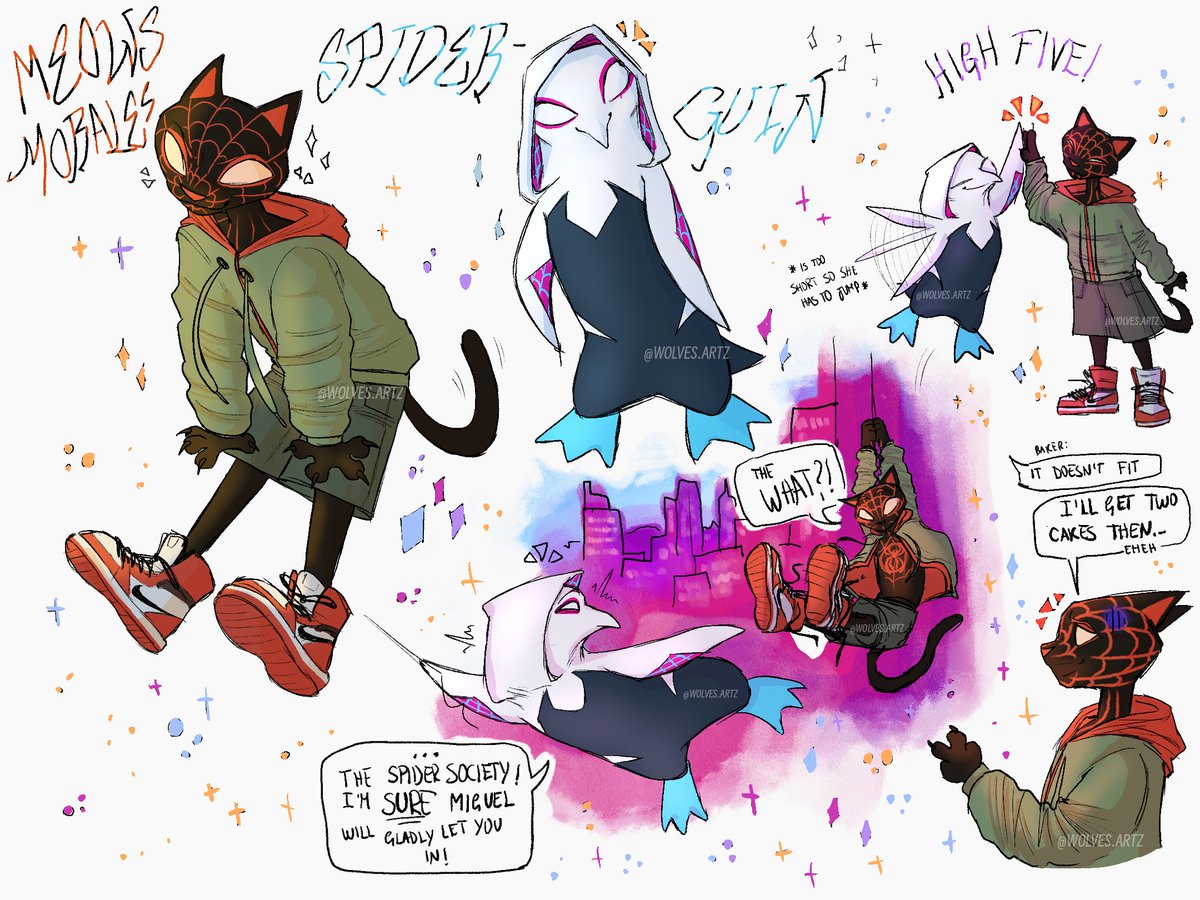 Drawing the babs :333 #MeowsMorales #Spiderguin #MilesMorales #GwenStacy