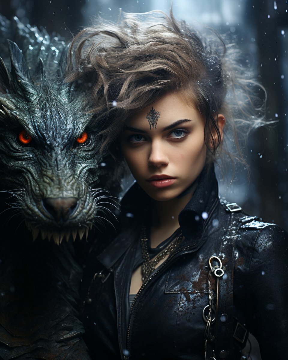Prompt of the day:
a photo of a young woman with undercut punk hair and a cute dragon in a surrealist style --ar 4:5 --w 50 --s 700

I especially like how "cute" the dragon is 😆