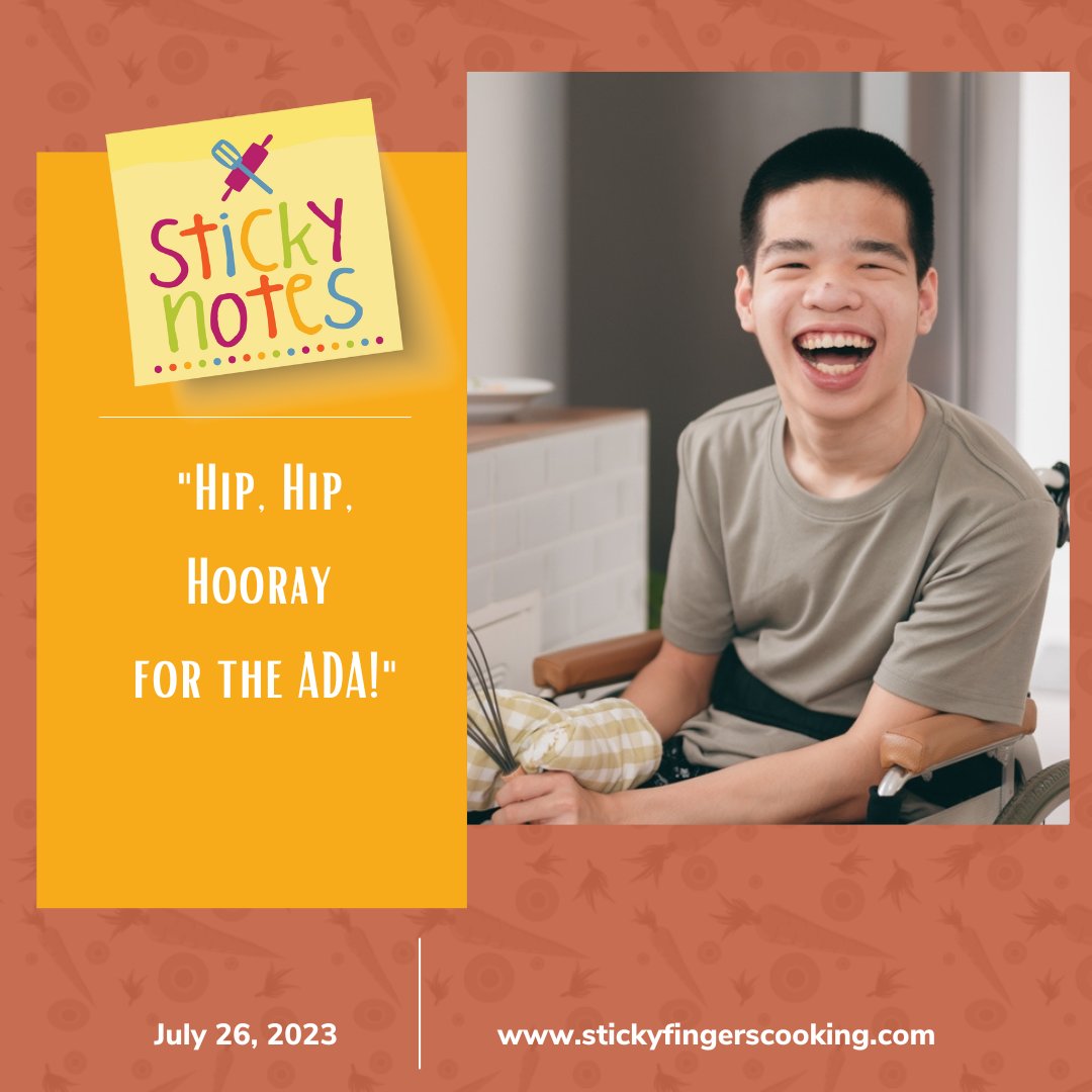 StickyFingersCO's tweet image. Celebrate ADA Pride with us! At Sticky Fingers Cooking, we're committed to making our programs accessible to all, ensuring everyone can experience the joy of cooking.
Read this week's blog post to learn more: stickyfingerscooking.com/pages/hip-hip-…
#Blog #InclusiveCooking #DisabilityPride