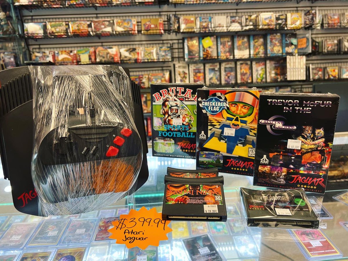 RetroReplaymd's tweet photo. Atari!! Who else enjoyed this gaming system?! It’s not everyday these come into the store with sealed games! #atari #atarijaguar #videogames #retrogaming #games #gamer #gaming #gamestore #checkeredflag #cybermorph #retroreplaybelair #maryland #shoplocal https://t.co/cp2GUIsiZ5