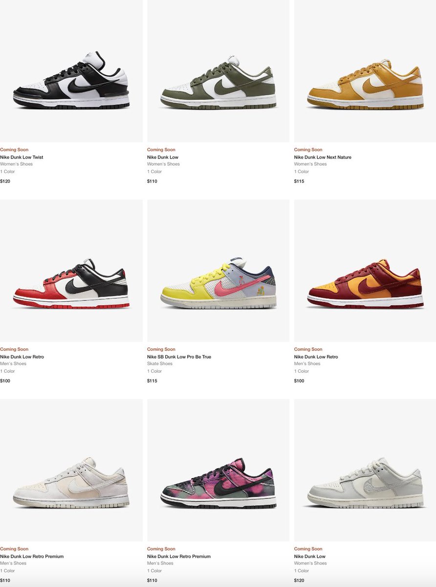 snkr_twitr's tweet photo. AD: Nike Dunk Day tomorrow at 8am PT/11am ET via Nike US

Men 
Chicago https://t.co/gAb3kM8FCG
Graffiti https://t.co/U0lsCgFuWI
Midas Gold https://t.co/KnTbP0ohgR
Vast Grey https://t.co/dLnuHz5uVh
SB Be True https://t.co/2VF3mBYEPr

WMNS 
Phantom https://t.co/awx0jAMtFk
Medium Olive https://t.co/QBEwHWP6fE
Sail/Tawny https://t.co/MWM3isdPT4
