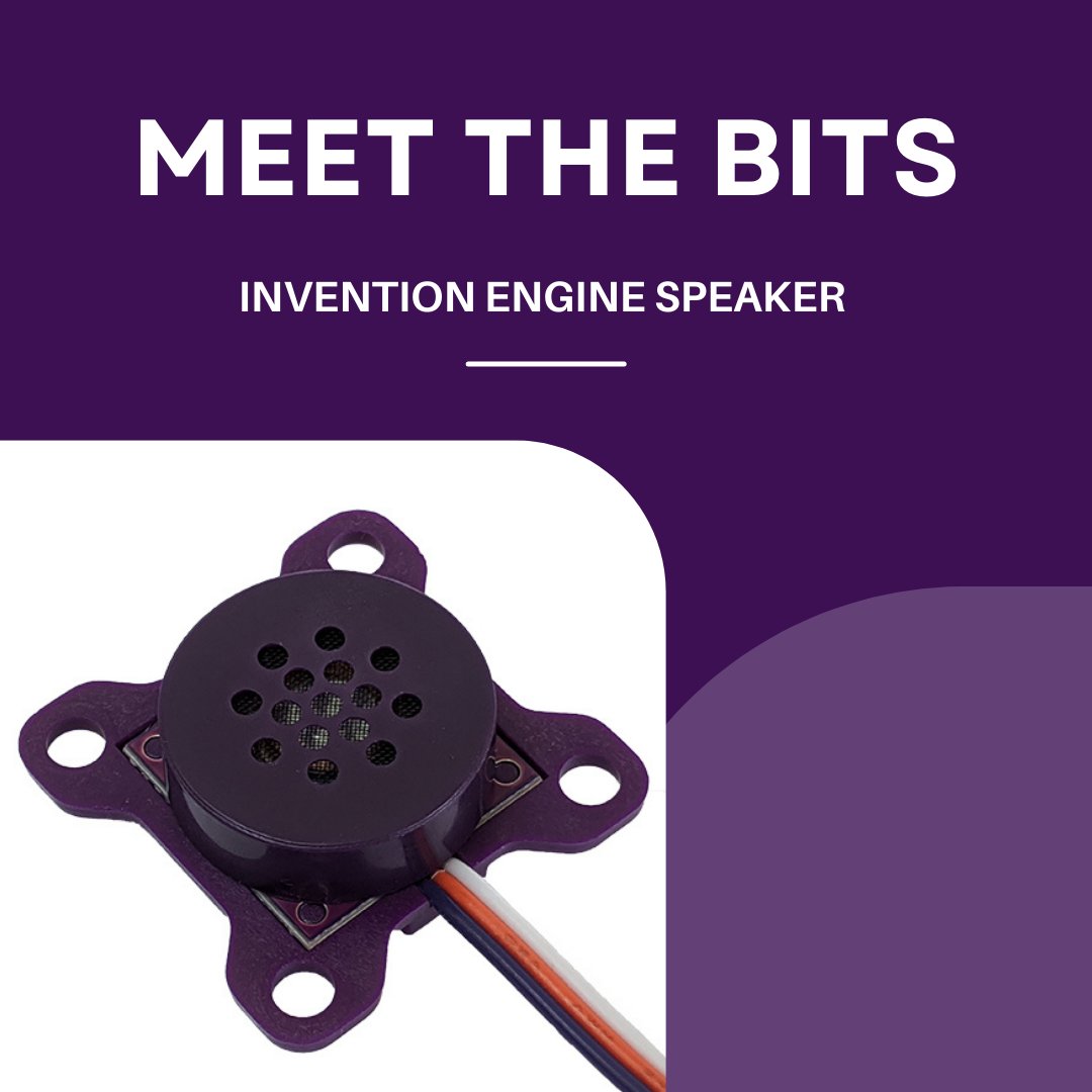 Invention_Eng's tweet photo. The Invention Engine Speaker bit can play a range of sounds including several pre-programmed ones. You can also code the speaker to play musical notes or frequencies &amp; customise the volume and duration of both!

Learn more about the speaker bit at https://t.co/sA5X7pMfob

#STEM https://t.co/sYCHCwZ6dB