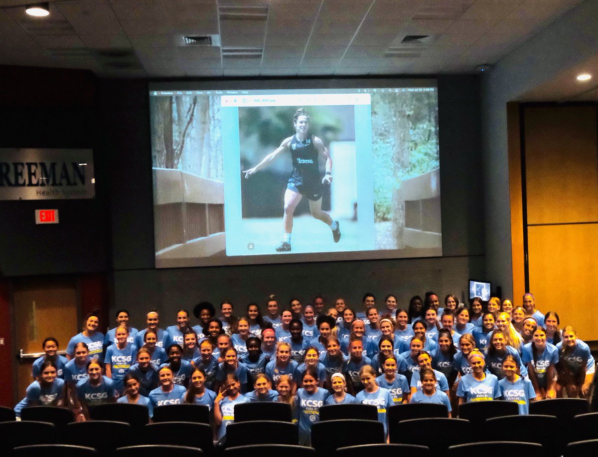 The @KansascitySG @KCSGECNLRL Pre Season Camp is underway here at Pitt State University. We are kicking things off with a classroom session that includes a special zoom call from @Paigenielsen Thank you Paige!!