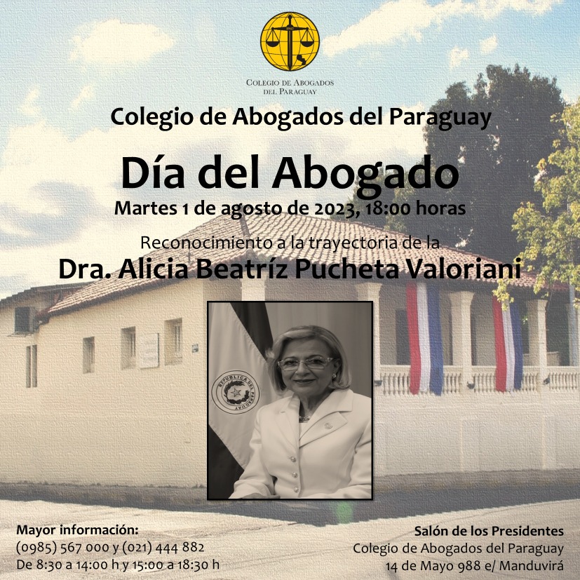 CAP_py's tweet photo. En marco de la celebración del Día del Abogado, el CAP ha resuelto otorgar un merecido reconocimiento a destacadas profesionales del derecho, recalcando la notoria trayectoria y aporte al ámbito jurídico.  
¡Les esperamos! https://t.co/7QuvPJ91KU