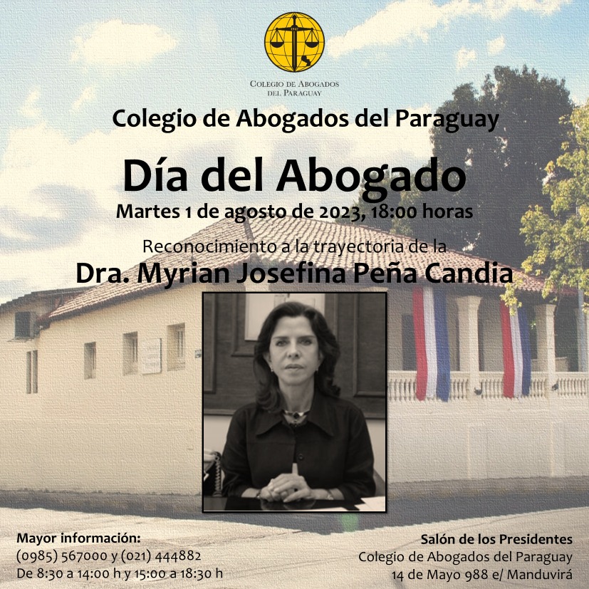CAP_py's tweet photo. En marco de la celebración del Día del Abogado, el CAP ha resuelto otorgar un merecido reconocimiento a destacadas profesionales del derecho, recalcando la notoria trayectoria y aporte al ámbito jurídico.  
¡Les esperamos! https://t.co/7QuvPJ91KU
