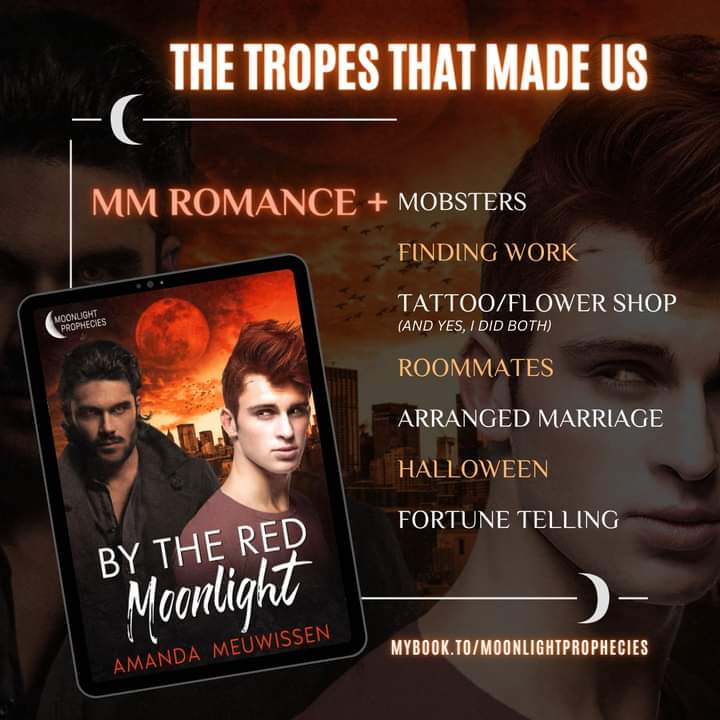 With By Cold Moon's Night swiftly approaching release, the final book in my Moonlight Prophecies series, I want to go back &amp; remember how it all began, with me challenging myself to fit the following trope prompts into a single story. 

mybook.to/moonlightproph…

#mmromance #PRN