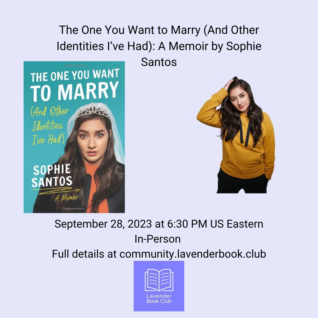 Announcing September's reading selection: The One You Want to Marry (And Other Identities I’ve Had): A Memoir by Sophie Santos. Full details on our Tumblr page: tumblr.com/lavenderbookcl…

<a href="/sesantos/">Sophie Santos</a> <a href="/PGHEqualityCtr/">Pittsburgh Equality Center</a>