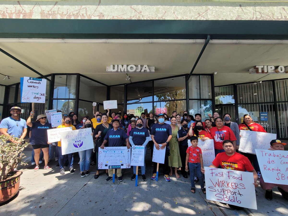 WorkFamilyCA's tweet photo. Workers, caregivers, advocates, and Coalition partners rallied yesterday in LA to call on #CALeg and the @CAgovernor to pass #SB616 (@SenGonzalez33).

It’s time to increase California’s #PaidSickandSafeDays! 3 Days is not enough. https://t.co/Ykfdtsb1GM