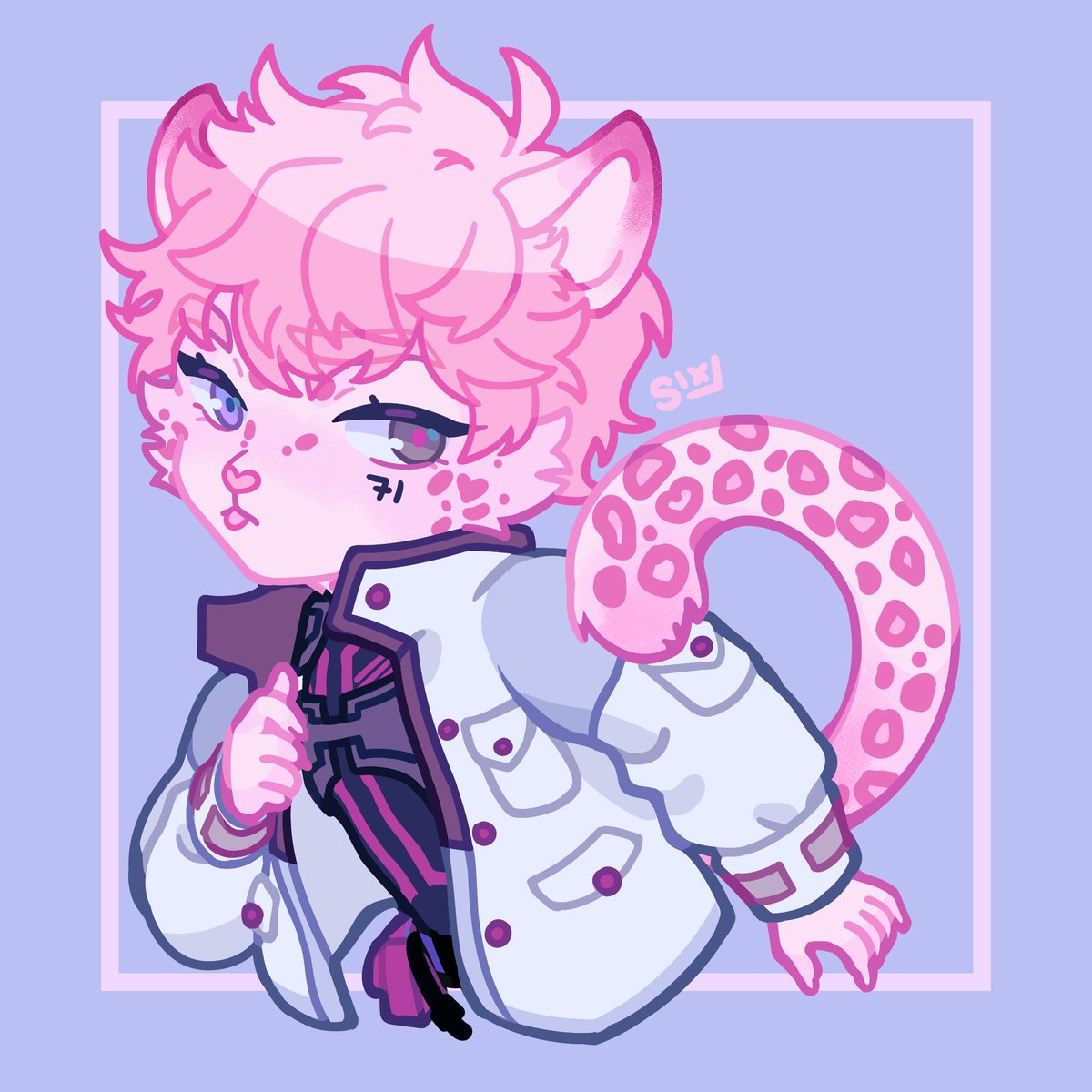 daichitime's tweet photo. i forgot to share ... i commissioned @seventhtune to draw a furry a.i.chi ! he is a cute pink snow leopard ! thank u again he is so cute ... https://t.co/bKEceCuFgL