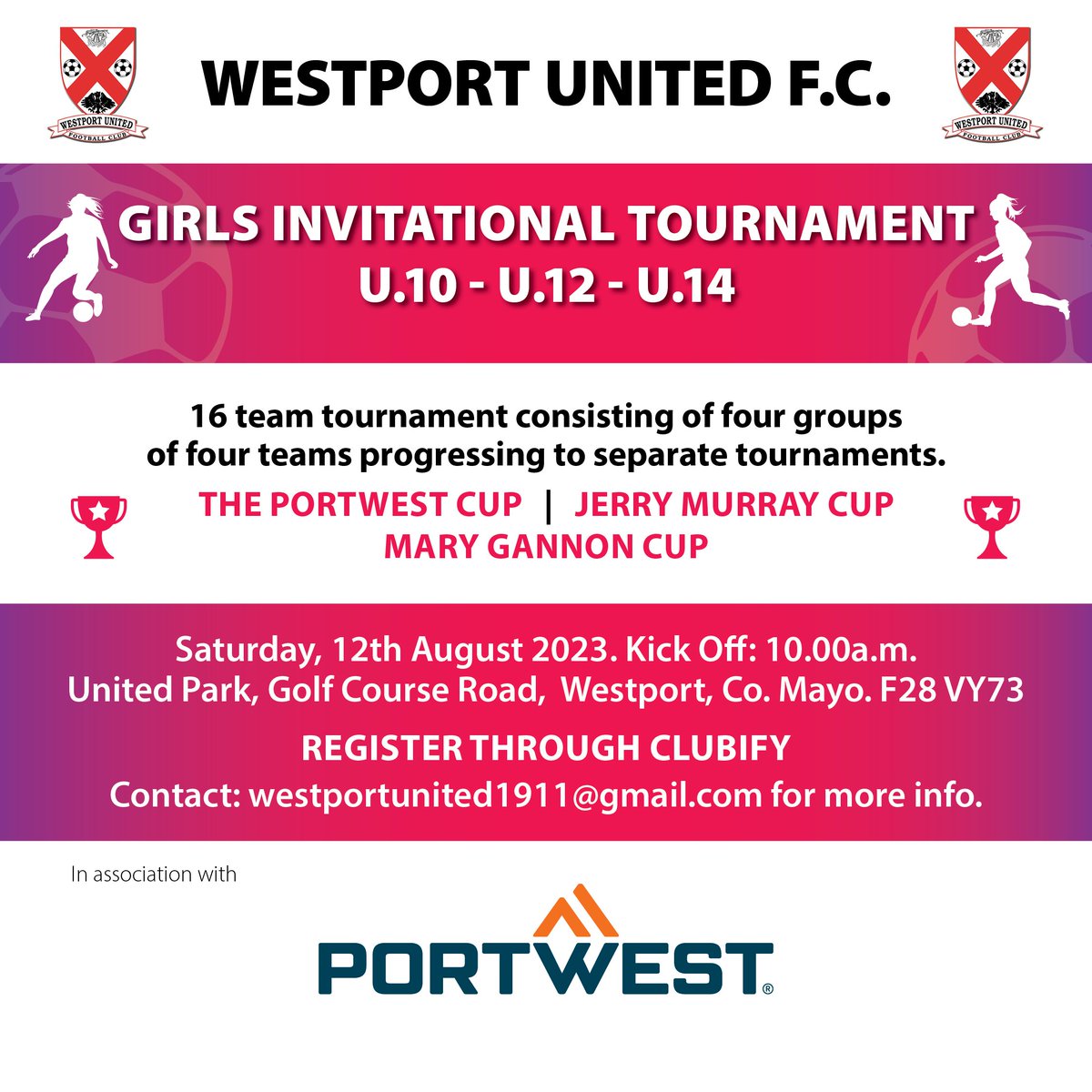 Westport United FC (@westportutdafc) on Twitter photo #MFL23 <a href="/WestportUtdAFC/">Westport United FC</a> is delighted to announce that the 4th <a href="/PortwestIreland/">Portwest - The Outdoor Shop</a> Westport United Girls Tournament will take place on Saturday 12th August at United Park, commencing at 10:00am. 🤩 #MFL23 <a href="/WestportUtdAFC/">Westport United FC</a> is delighted to announce that the 4th <a href="/PortwestIreland/">Portwest - The Outdoor Shop</a> Westport United Girls Tournament will take place on Saturday 12th August at United Park, commencing at 10:00am. 🤩