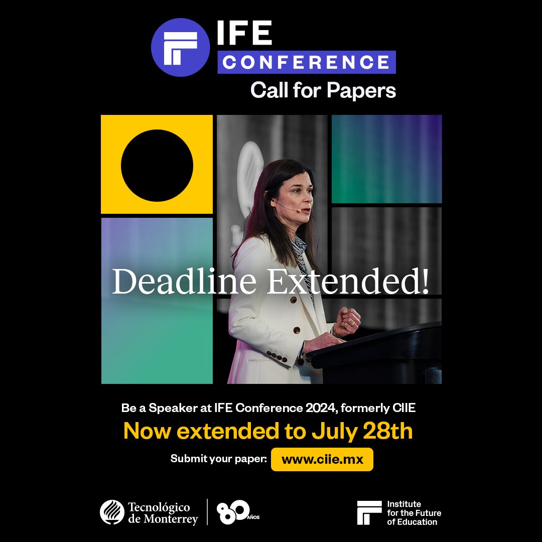 EdInnovationIFE's tweet photo. Deadline Extended! Now you have until July 28th to be part of the next edition of #IFEconference as a speaker. Share your knowledge and experience in the greatest event on educational innovation. Apply here: https://t.co/Y9Qk7M7Fya
#CIIETec is now #IFEconference https://t.co/UH3Ijp3bqO