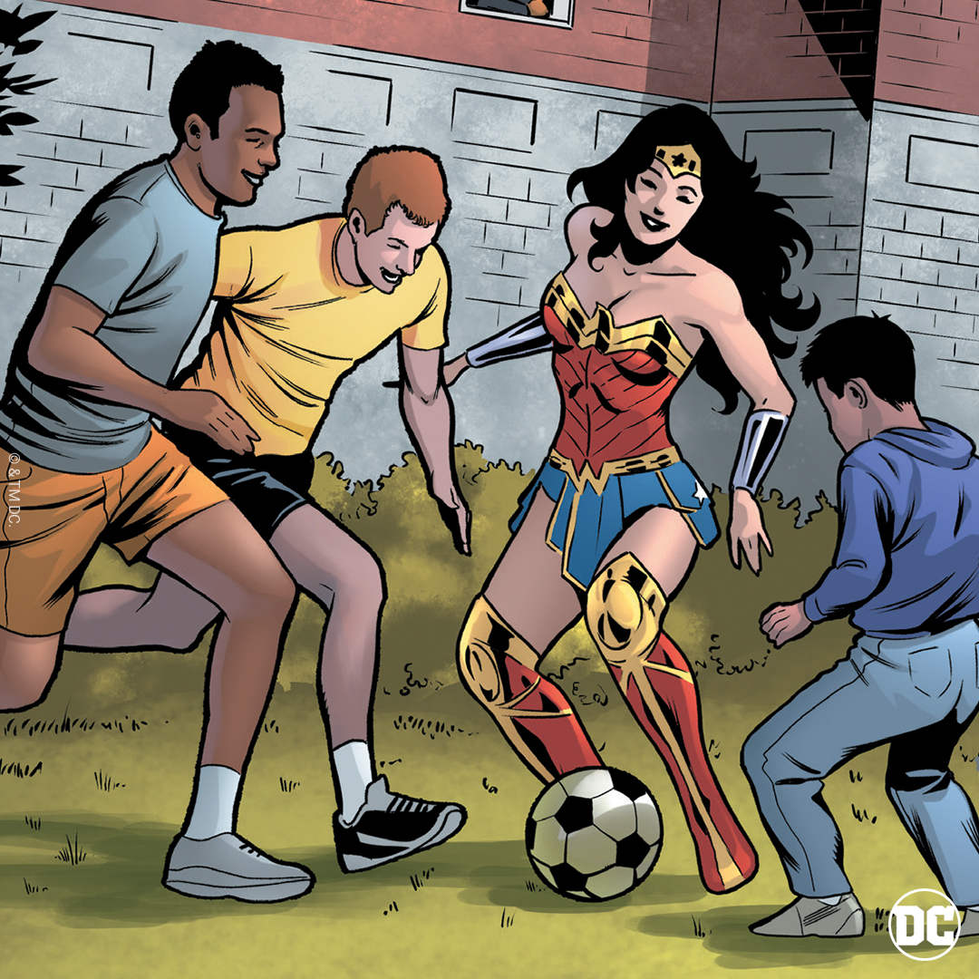 DCWonderWoman's tweet photo. Diana is always down for a quick match! Who is ready for the #WomensWorldCup? https://t.co/7umdjkNzUL