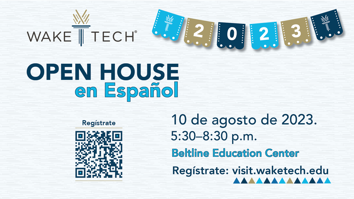 waketechcc's tweet photo. Únete a nosotros y ven al “Open House en Español de Educación Continua para la Fuerza de Trabajo de Wake Tech.

Tendremos representantes de los diferentes programas que ofrece el colegio de 5:30 p.m. a 8:30 p.m. Ellos con gusto te proveerán información más detallada. https://t.co/pSPqELJaJL