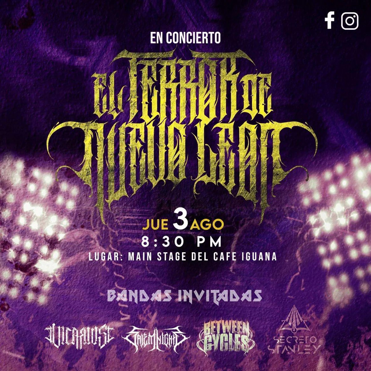 Tenemos una cita el jueves 3 de agosto en el evento de <a href="/ECatacraneo/">Equidad Catacraneo</a> ahora “El Terror de Nuevo León” en el legendario <a href="/CAFEIGUANAMX/">CAFE IGUANA</a> junto a Between Cycles, Secreto Stanley y Salem Nights🔥