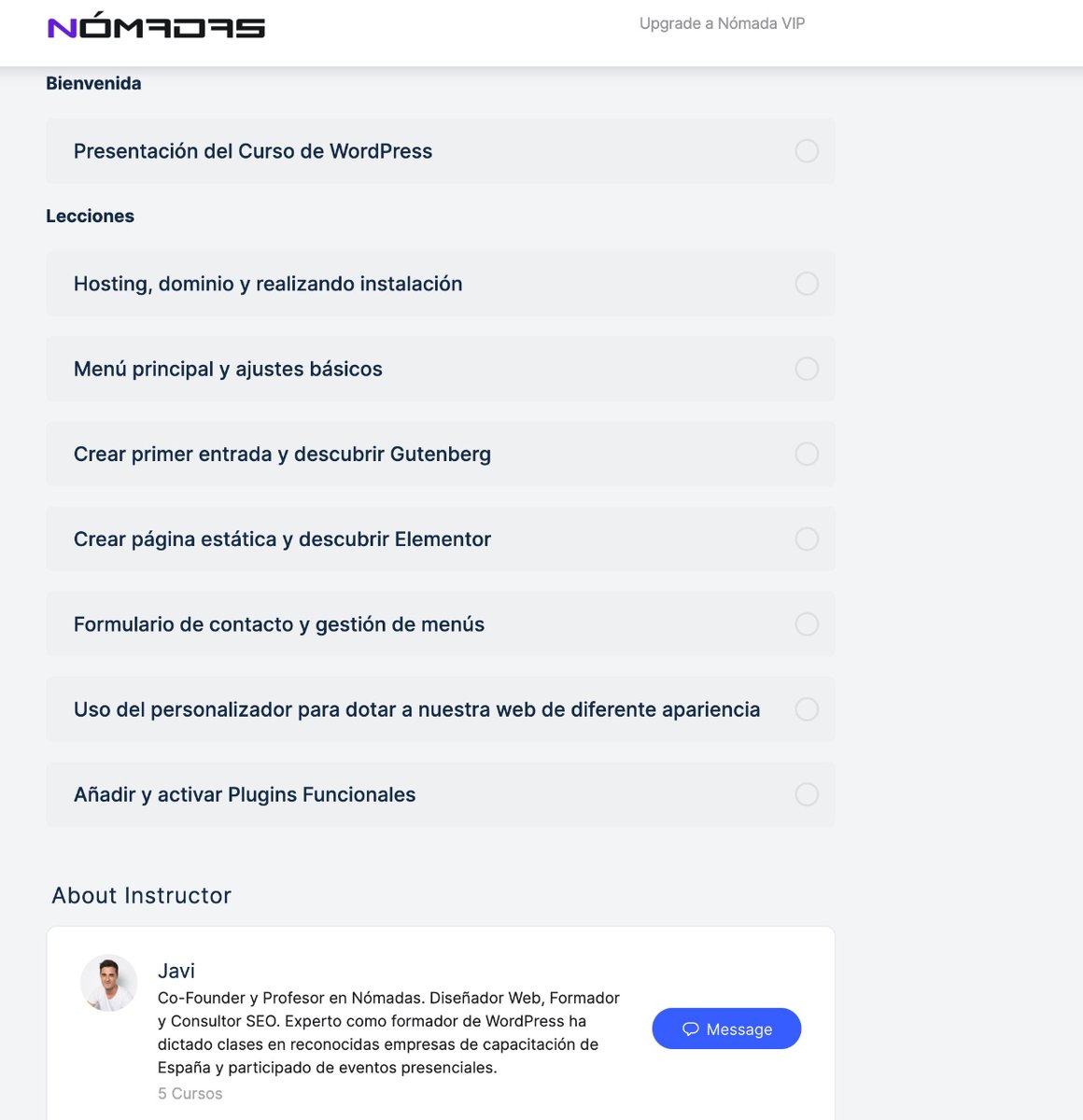 Disponemos de un #curso completo de #wordpress de la mano de <a href="/JaviBalcazar/">Javier Balcázar</a> paso a paso.

- Aprende desde cero a montar tu #web
- Crea #webs profesionales
- Ten el control de tus #plugins y #themes
- Conoce y controla todos los secretos de #wordpress

Únete t.me/nomadasme