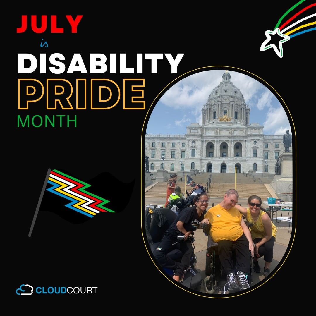 CloudCourtInc's tweet photo. Happy #DisabilityPrideMonth! Help us celebrate and raise awareness, acceptance, and empowerment of people with disabilities. Thank you @LanceHegland  for helping us recognize barriers you face so we can work to lower and eliminate them. https://t.co/AmbBlmWIFC