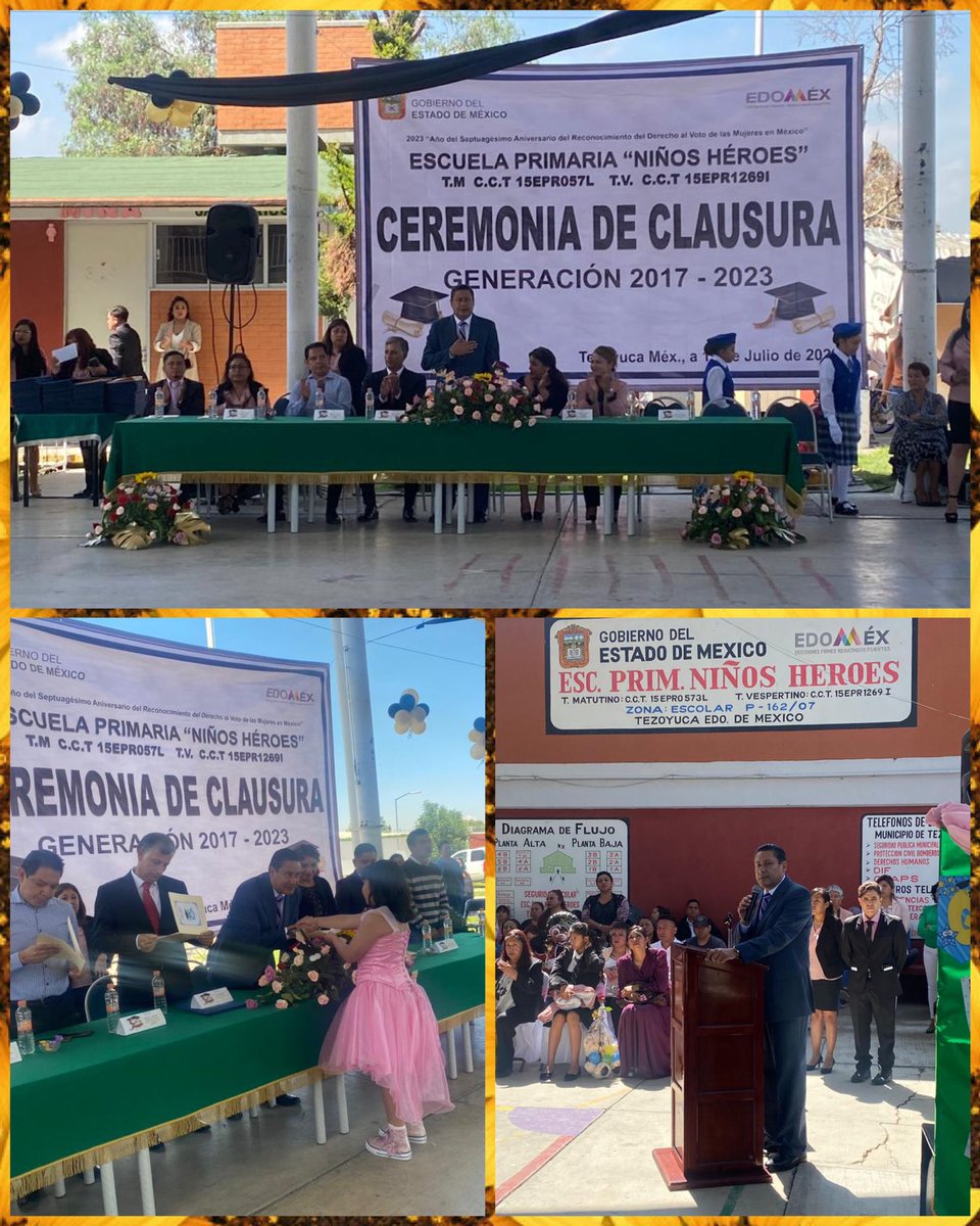 SrebTexcoco's tweet photo. Asistencia del Mtro. Gastón Moreno Solís a la Ceremonia de Clausura en la Escuela Primaria “Niños Héroes”, adscrita a la Zona Escolar #P162, en el municipio de #Tezoyuca. Felicidades a la generación 2017-2023
@geramonro05
@TinocoGRogelio
@ArturoH19772369
@gastonm100x100 https://t.co/oeXgzSqCmy
