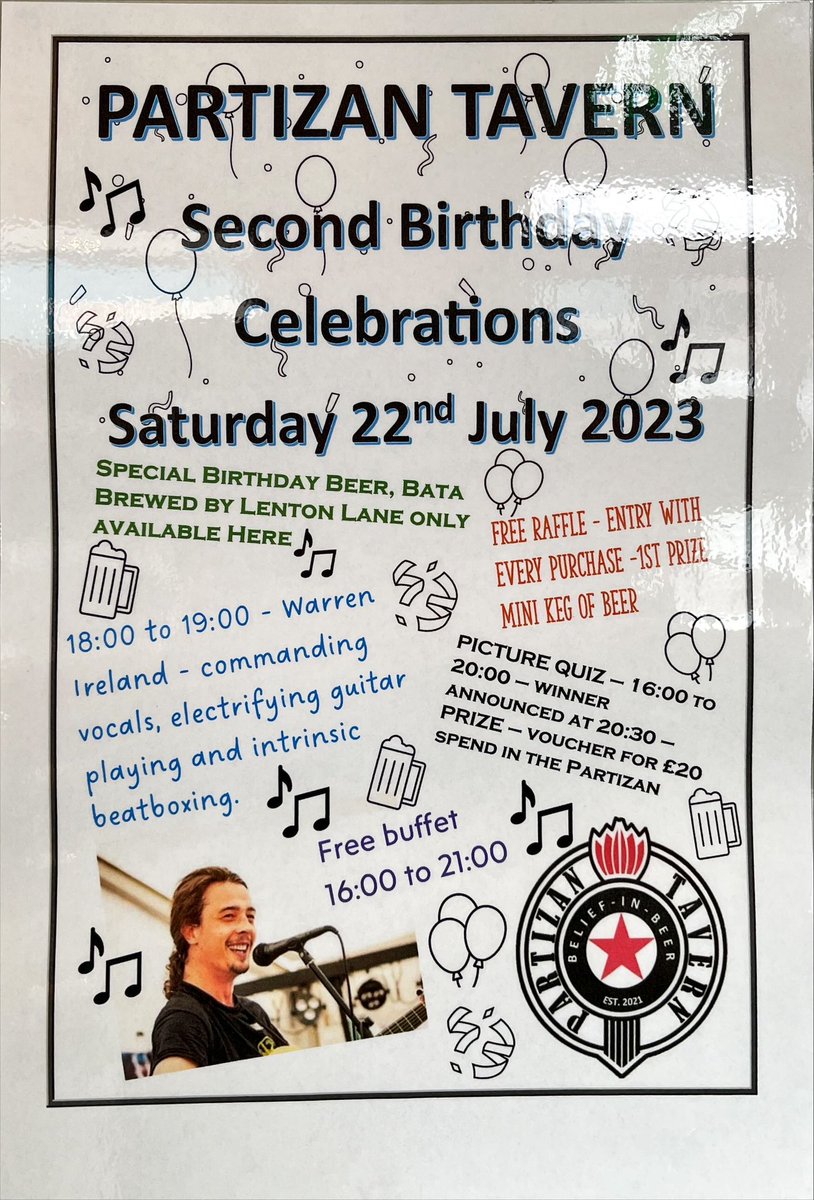 Come on down! <a href="/PartizanTavern/">Partizan Tavern</a> <a href="/lentonlane/">Lenton Lane Brewery</a> <a href="/NottinghamCAMRA/">Nottingham Drinker</a> #partizan2ndBirthday