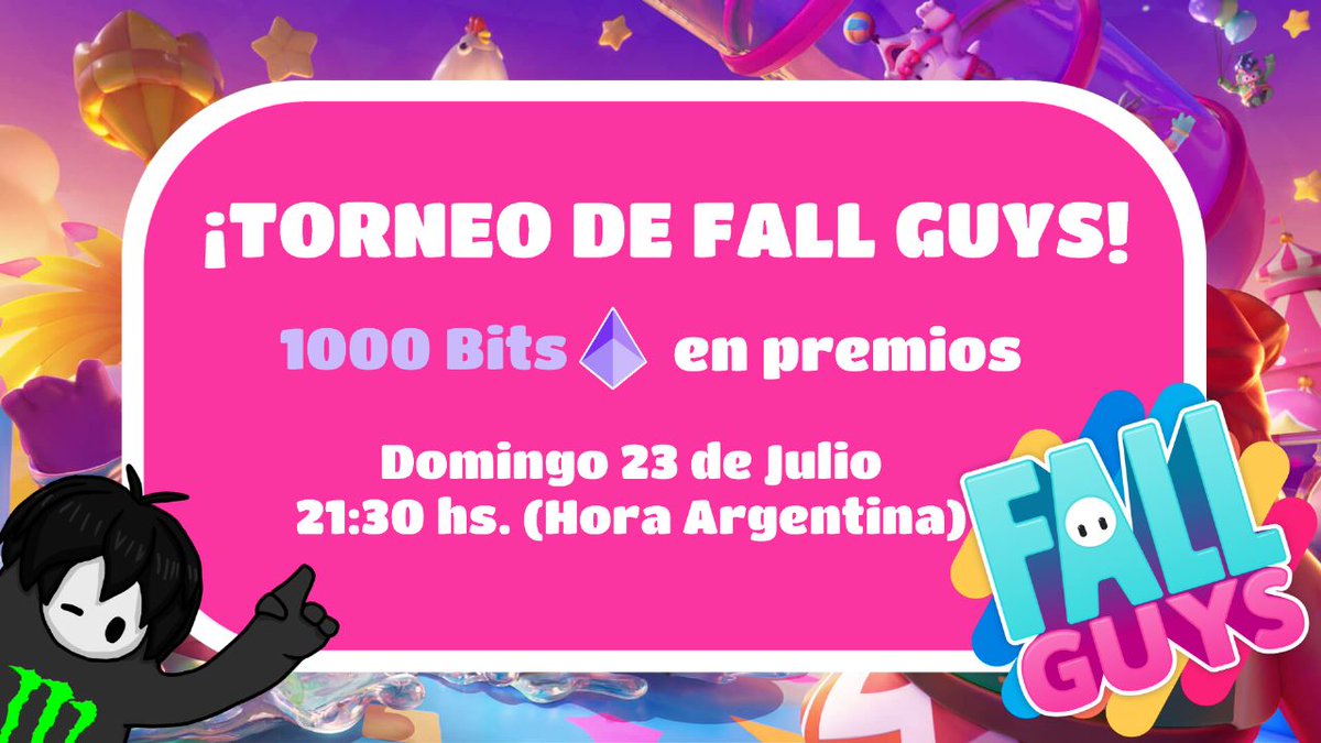 artonick's tweet photo. BUENAS A TODOS
VENGO A AVISAR QUE HARE OTRO TORNEO DE FALL GUYS CON 1000 BITS EN PREMIOS.
TODOS PUEDEN PARTICIPAR.
¿COMO? PARA PARTICIPAR DEBEN DAR RT+MG+ COMENTAR PARA QUE LLEGUE A MAS PERSONAS.
EL TORNEO SERA DE FORMATO INDIVIDUAL. https://t.co/h8SMt0W0Ew
