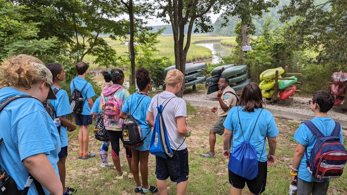 HodgesNKMS's tweet photo. It was another great day at Seek-Search-Survive! Ranger John and Ranger Calvin led the kids on a marsh hike and then facilitated seine and small net fishing! The kids had a blast. Thank you, @VAStateParks! @MrsCederholm https://t.co/M0IUaRZzKk