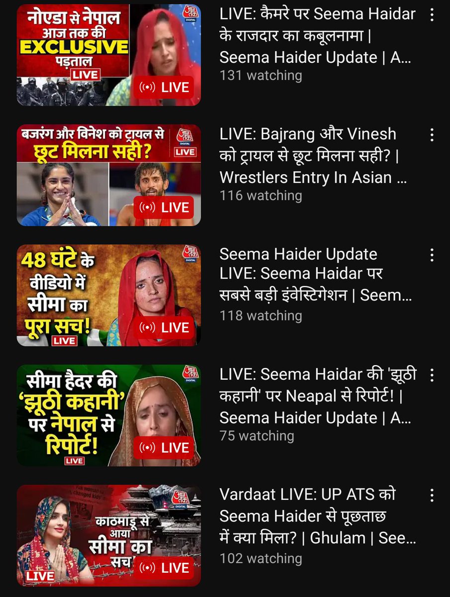 zoo_bear's tweet photo. Yes India Today has reported on Manipur incident. But here's what they are more interested in. This is YouTube live section on Aaj Tak. https://t.co/dG5hE9UVT1