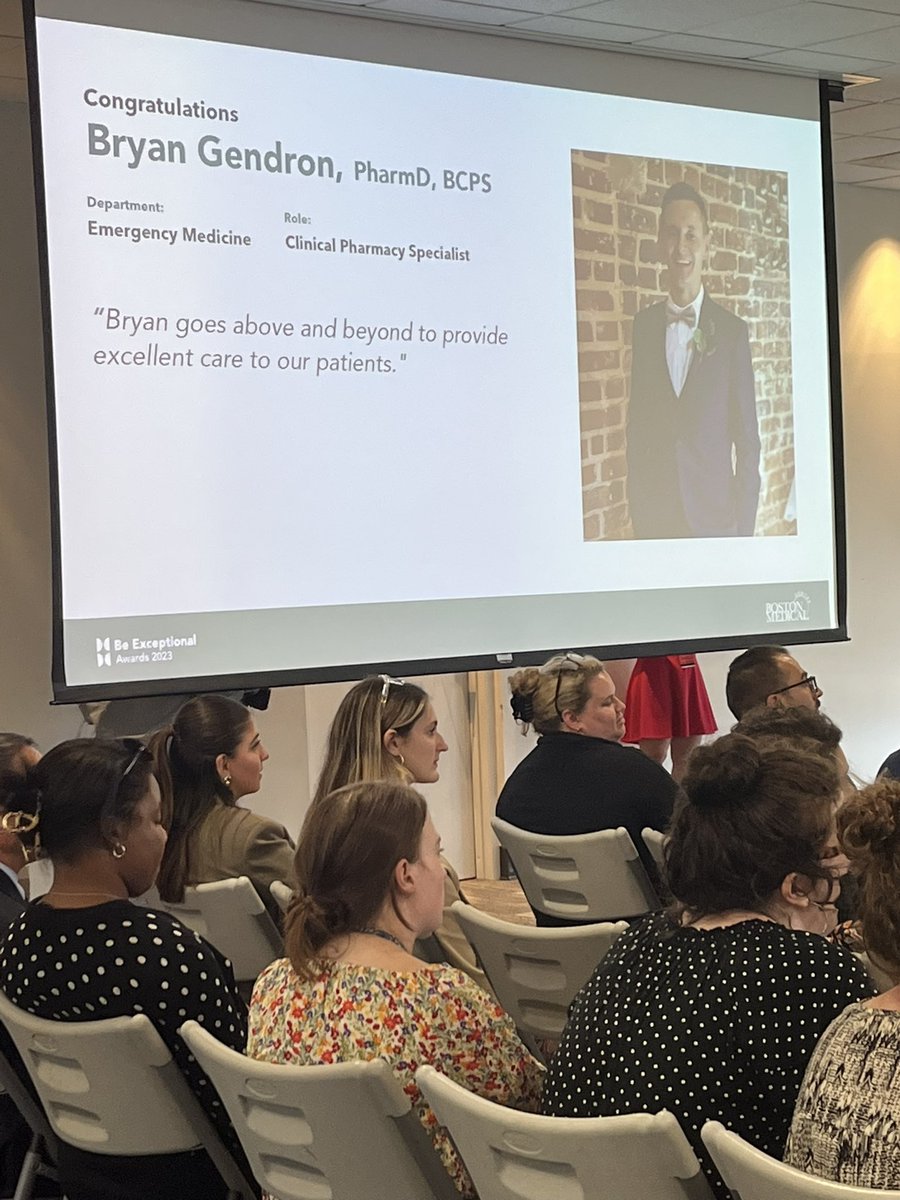Natalija Farrell, PharmD, BCPS, DABAT, FAACT (@natalijafarrell) on Twitter photo Congratulations <a href="/BryanGPharmD/">Bryan Gendron</a> on being a recipient of the <a href="/The_BMC/">Boston Medical Center</a> Be Exceptional Award, which is our hospital’s most prestigious award! Our patients, pharmacy team, and ED care teams are lucky to have you!
#TwitteRx Congratulations <a href="/BryanGPharmD/">Bryan Gendron</a> on being a recipient of the <a href="/The_BMC/">Boston Medical Center</a> Be Exceptional Award, which is our hospital’s most prestigious award! Our patients, pharmacy team, and ED care teams are lucky to have you!
#TwitteRx