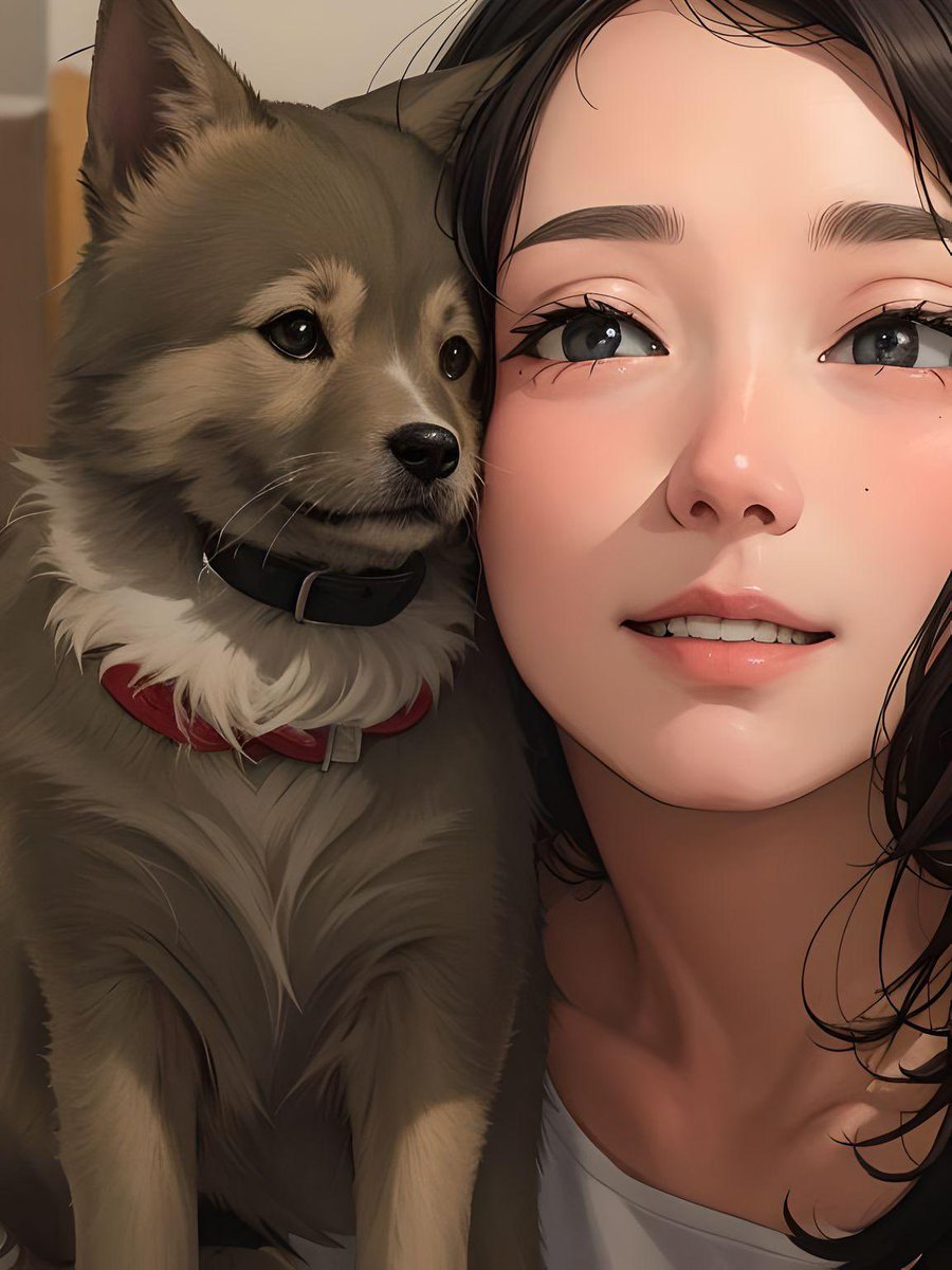 AmeliaLju's tweet photo. My dog needs to go to the spa. And also how cool is this rendering of me and my dog 🐶 https://t.co/wjjYrknDbR