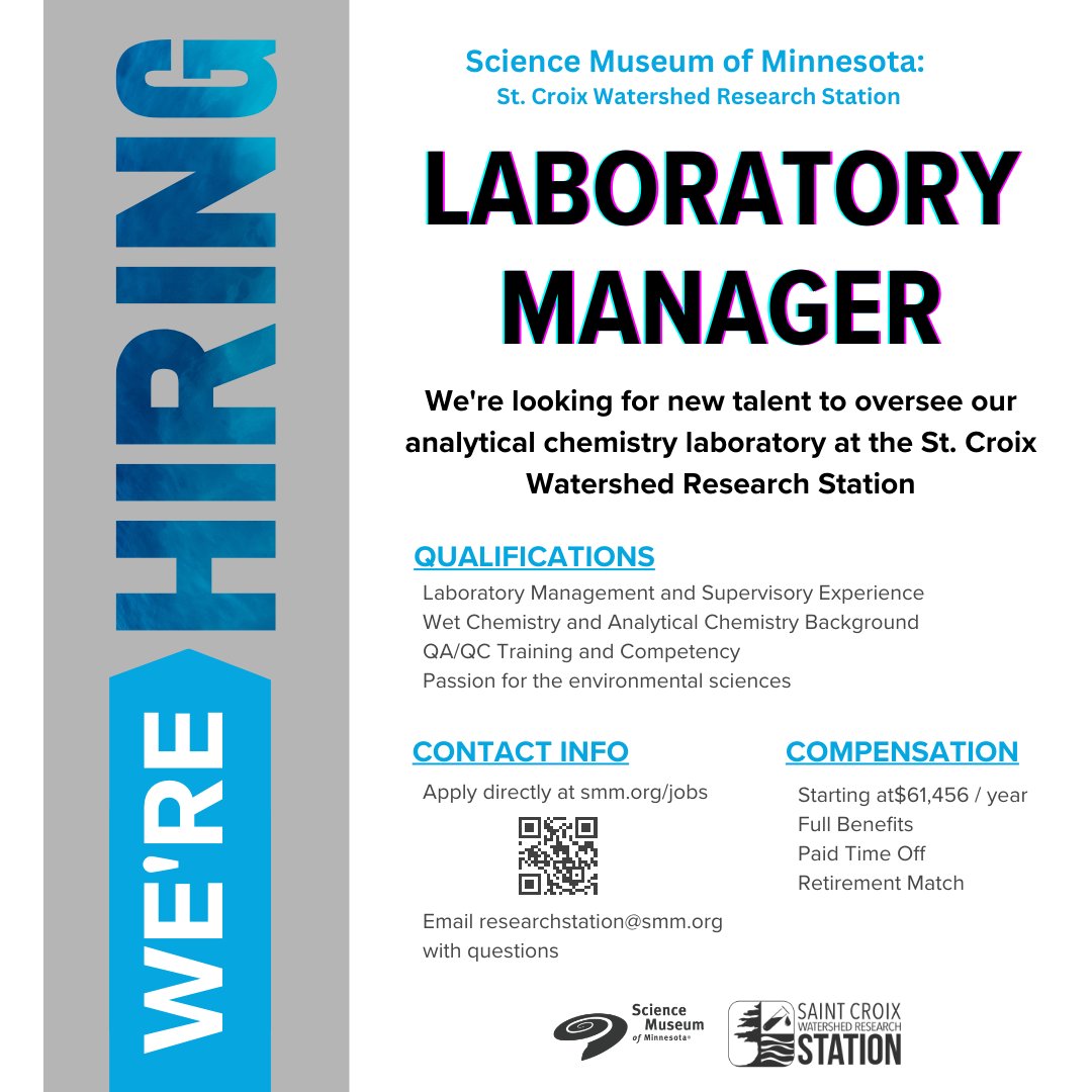 Here's an opportunity to join our team as the Laboratory Manager for our Water and Sediment Core Laboratory!  See details in flyer!