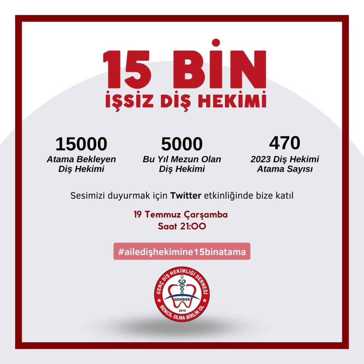 dentisttt12's tweet photo. Hekim olarak atanma kaygısı yaşamak istemiyoruz.Sözü verilen aile hekimliğine yeterli istihdam sağlayacak şekilde kontenjan açılmalıdır.#ailedişhekimine15binatama https://t.co/IPBvQpX78T