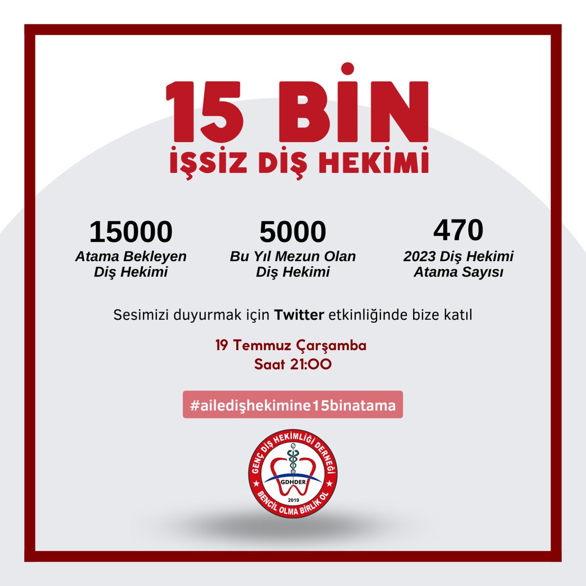 Sadece mesleğimizi yapmak istiyoruz #ailedişhekimine15binatama