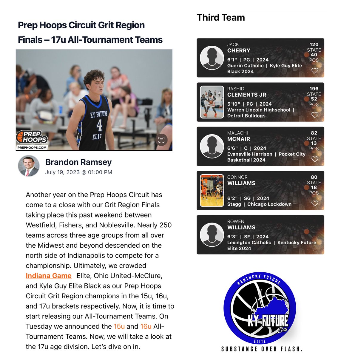 @kyfuture2024 @rowen_williams named 17U All-Tournament Third Team @PHCircuit 
Prep Hoops Circuit Grit Region Finals.

🔵⚫️🔵⚫️
#TheFutureIsNow #PHGritFinals

@CoachGlover81 @PrepHoopsKY @KY_PrepReport @1stClassRecruit @NextUpRecruits @kentucky_future @ChrisevansCoach @BRamseyKSR