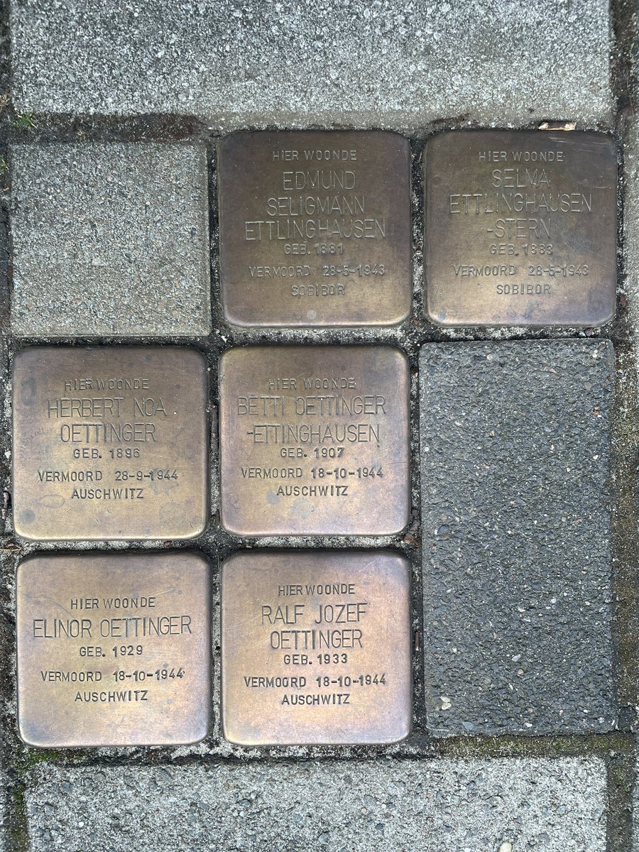 JulesNel's tweet photo. @doctorow Visited Western Europe last week. Noticed these plaques everywhere. Incredibly effective reminder of the horrors of Nazisim. (This one is from central Amsterdam) https://t.co/cgEpzqjRT3