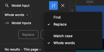 somlieng's tweet photo. @figma I figured it out. I was because I didn't realized you could match whole words in the settings. The setting was hidden and I didn't know it existed. https://t.co/RvLG6SxAVL
