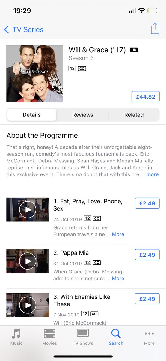 _MattStrong's tweet image. FINALLY on @iTunes but these prices are shocking! 😱 Lower them a bit and it’s an instant buy from me!  @WillAndGrace #willandgrace @EricMcCormack @SeanHayes @MeganMullally