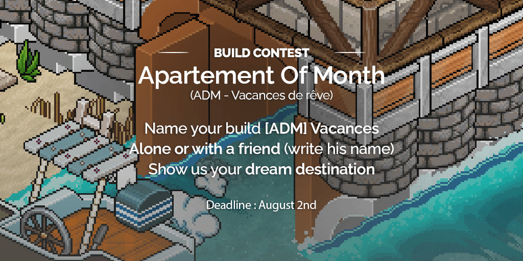 habboxfrance's tweet photo. Don't forget to take part in our build contest : Dream vacation ! Many prizes to be won 🏆
https://t.co/xaeXcgn6zz

(hi @Coalesce37) https://t.co/W3JvrqRAFV