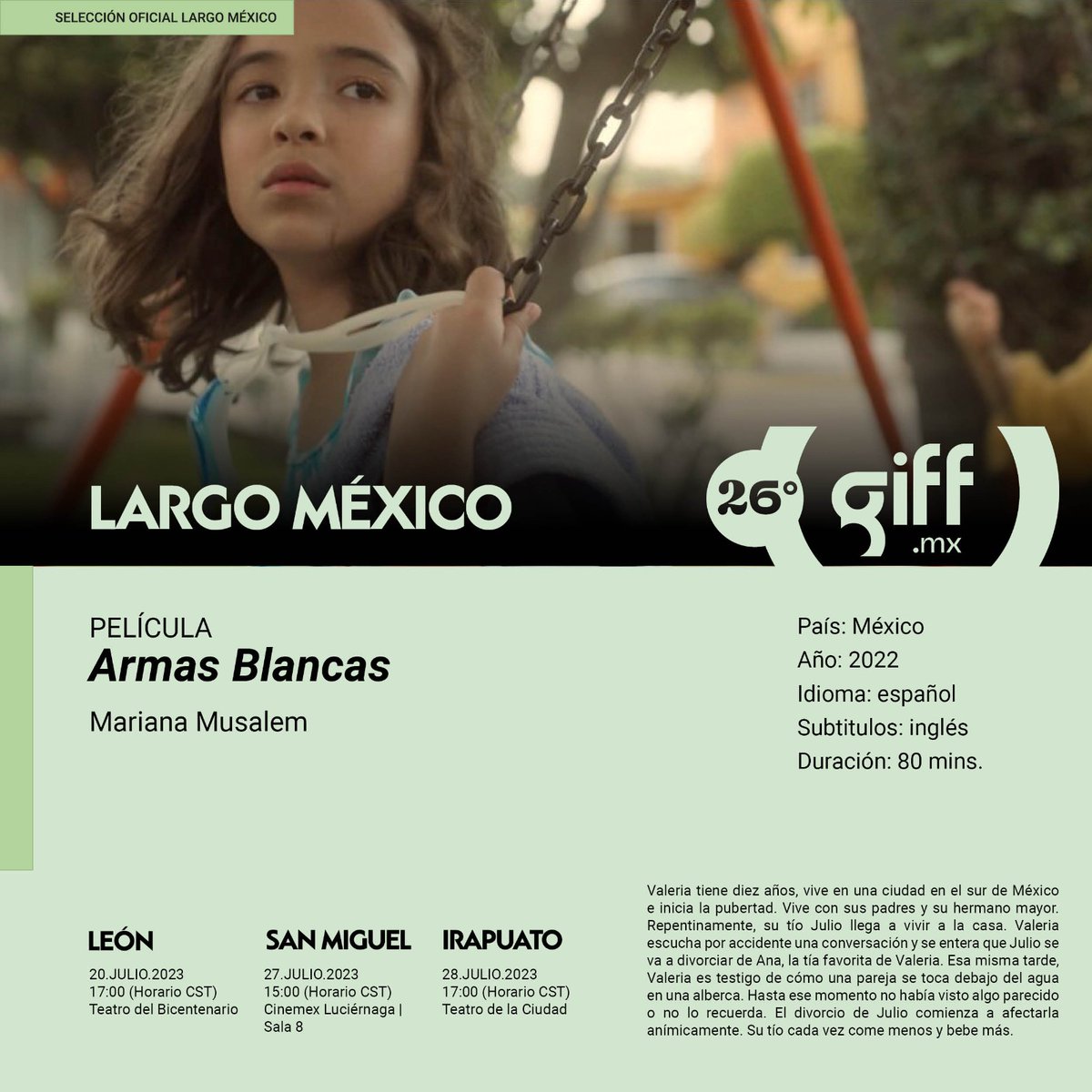 turismogobgente's tweet photo. Atención, cinéfilos 🍿.
Mañana se inaugura el @giffmx y, dentro de su programación en @municipio_leon, se estrena a nivel nacional la película 🎞️ "Armas Blancas" en el @TeatrodelB
Este largometraje fue filmado 🎥 en #GTO y fue apoyado por la #SECTURGTO a través de la #CFGTO https://t.co/oEIoKElKB9