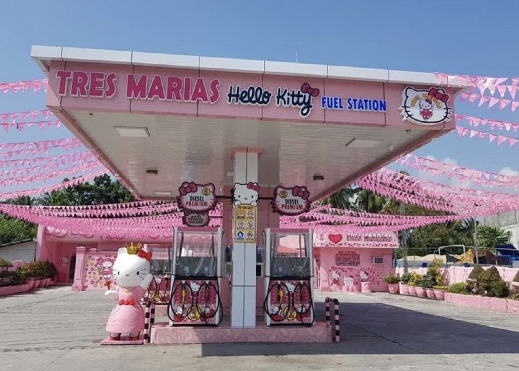 heartipink's tweet photo. what if we stop at the hello kitty gas station https://t.co/OjTWj8oeEH