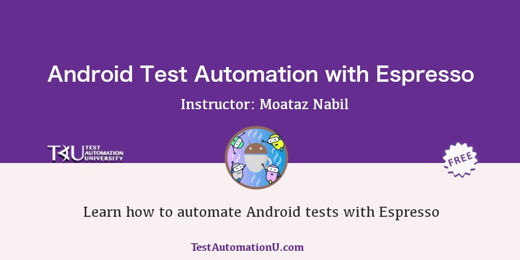 TestAutomationU's tweet photo. Learn all things Espresso. ☕  Take #Android #TestAutomation with Espresso by @Moatazeldebsy ⤵️ 

https://t.co/pZvSPyJZEj https://t.co/QSEJc9eaLh