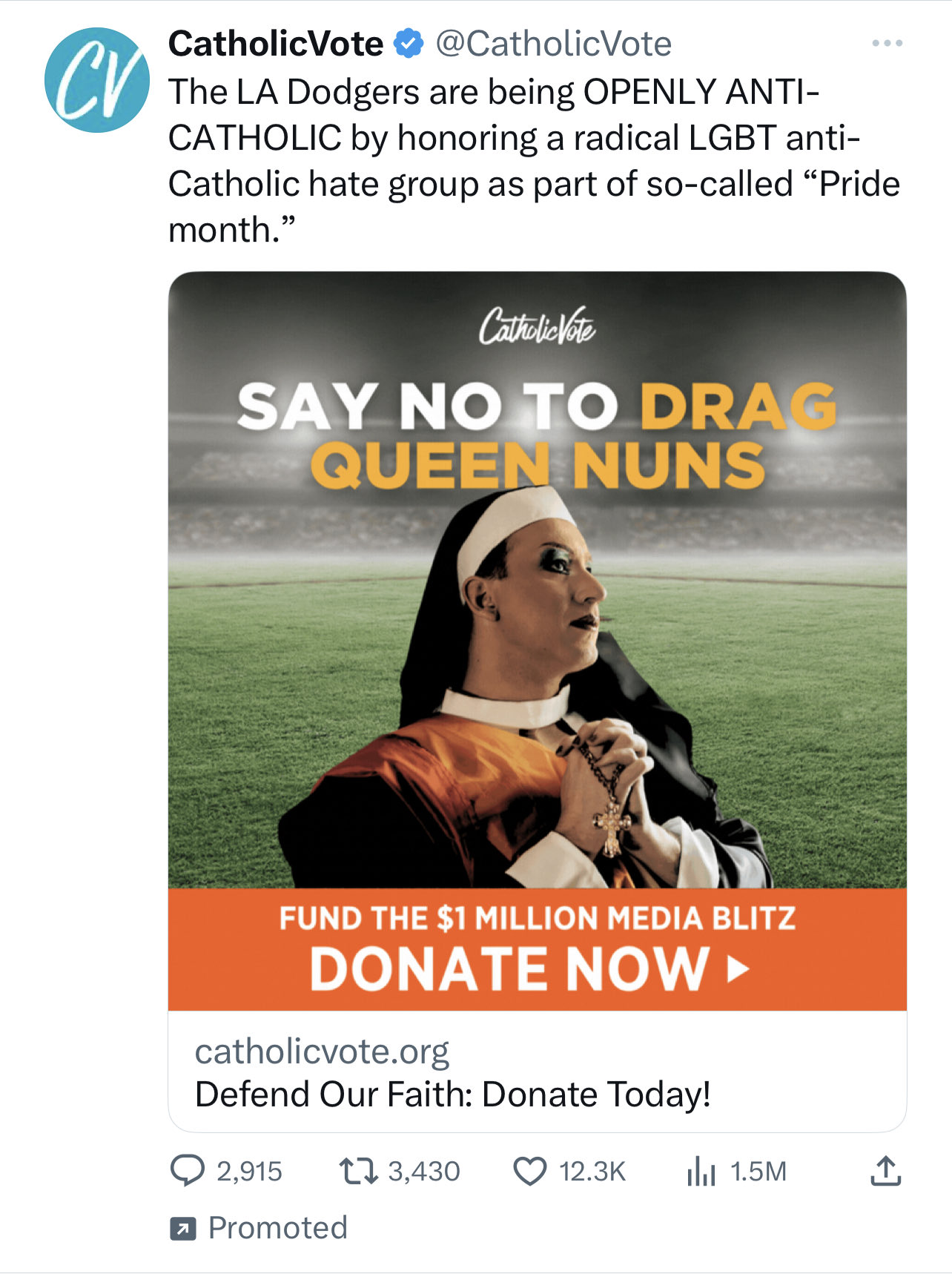 Dodgers Promote Anti-Catholicism