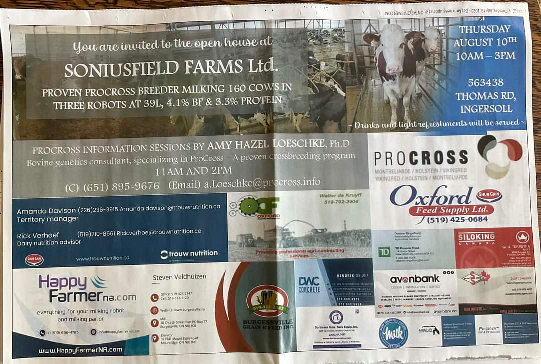 Come out August 10th. If you have questions about our herd our doors are open